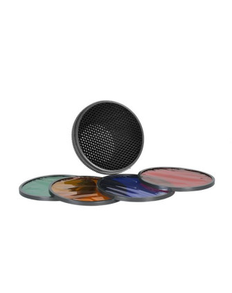 Сотовая насадка MFA-HC (диаметр 12 см) и четыре цветных фильтра к вспышке S45T