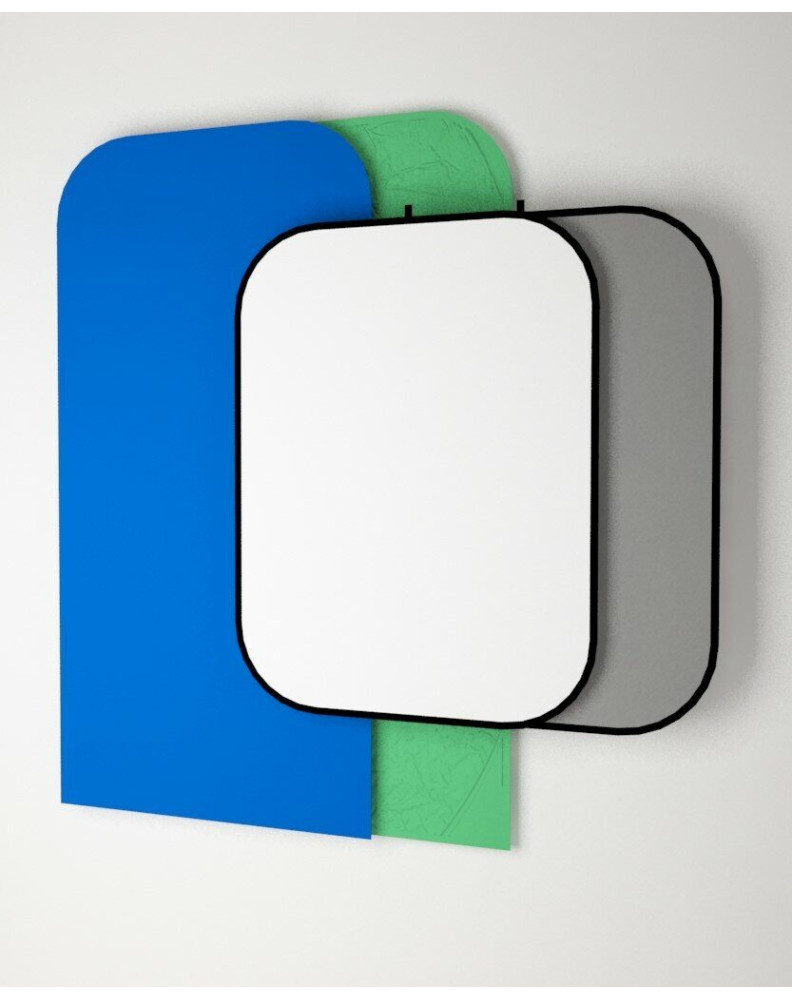 КОМПЛЕКТ 4-х фонов KIT-1B4 (фон на пружине: белый-серый (150х200см) и чехол (150х300см): синий-зелёный) фото Fotogrifon