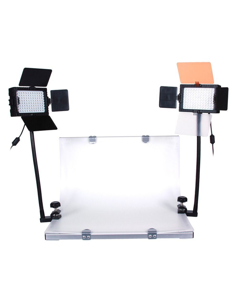 Стол для фотосъёмки DVK-296V-K1 с 2-мя LED-осветителями (96 диодов) на гибких штангах фото Fotogrifon