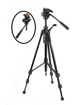 Штатив WT-3715 для видеокамеры или фотокамеры (H605-1475мм, груз-2,5кг)