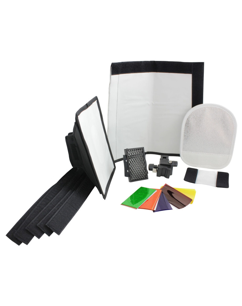 Комплект SA-K6 для накамерных фотовспышек (софтбокс,рефлектор, соты, тубус, фильтры, переходник, липучки) фото Fotogrifon