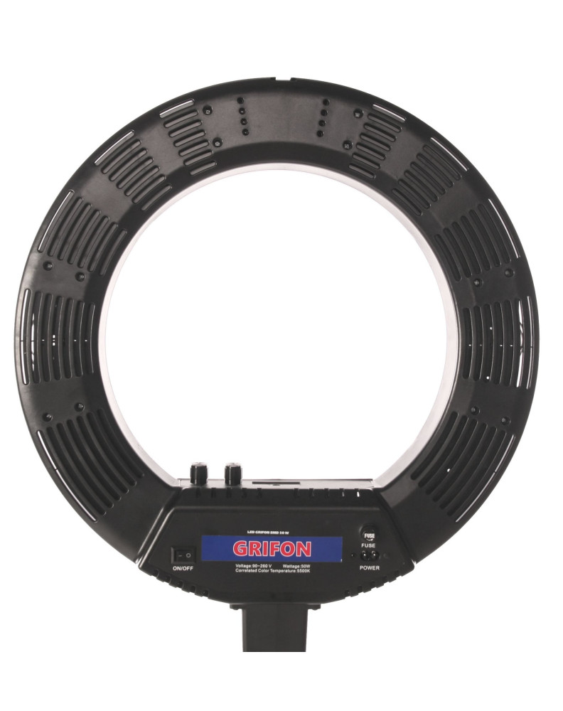 LED GRIFON SMD 50 W Кольцевой с полузеркалом, с регулировкой яркости и цветовой температуры 3000К-5600К (диаметр 36х49 см) фото Fotogrifon