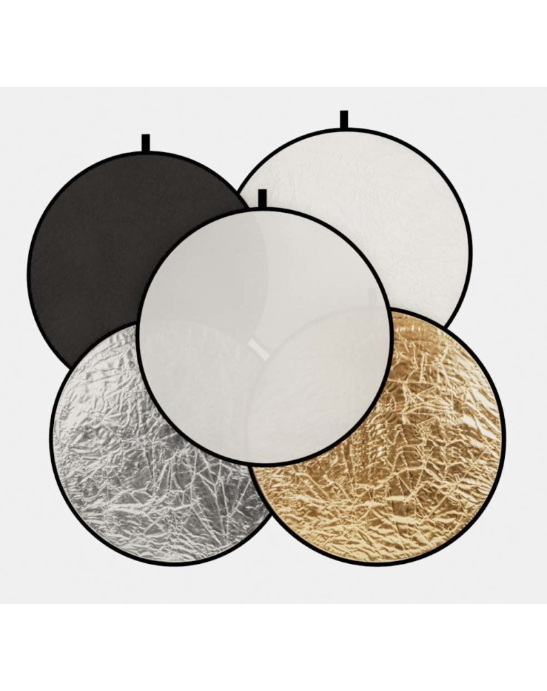 Отражатель R5-107, 5 в 1 (107 см) просветный, чёрный, белый, золотой, серебряный фото Fotogrifon