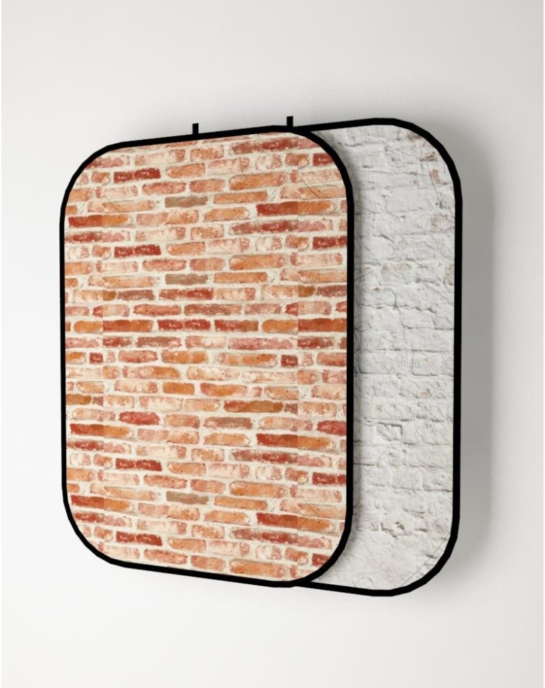 Фон DD-1521BB на пружине двусторонний красный кирпич/белый кирпич ( 150*210см ) фото Fotogrifon