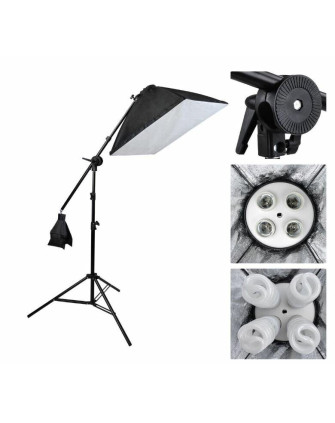 ОСВЕТИТЕЛЬ FL-305A постоянного света 4-х ламповый (цоколь Е27) пластмассовый с креплением для зонта фото Fotogrifon